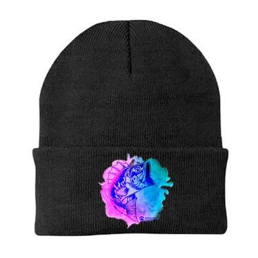Watercolor Fishing Embroidered Beanie